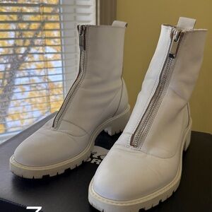 White Zippered Ankle Boots Zara